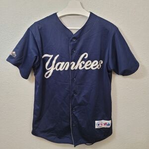 Vintage NY Yankees Reversible Jersey Navy & White Majestic Men Size M